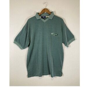 Vintage Ocean Drive Mens XL Green Ribbed Myrtle Beach V-Neck‎ Polo Shirt